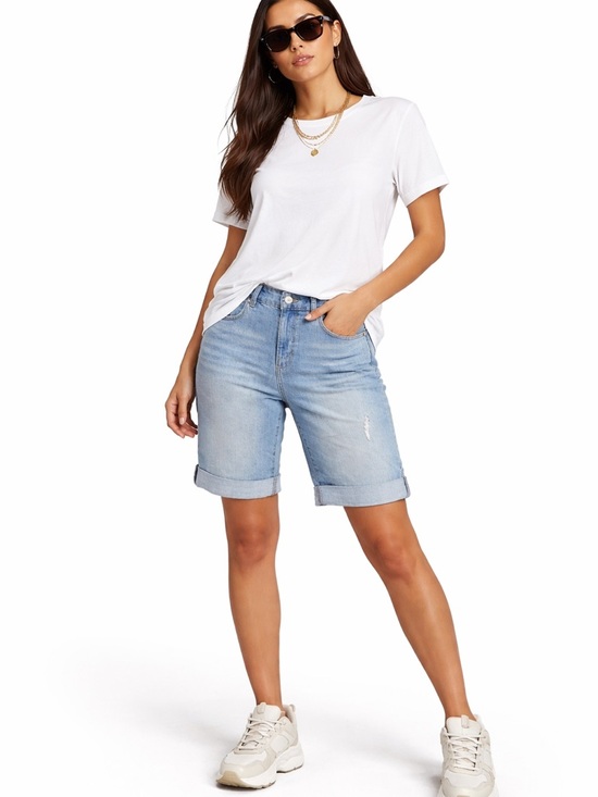 Style & Co. Pants - Style & Co Denim Bermuda Shorts Light Wash Distressed Mid Rise Size 4- NWT